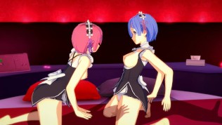 Re:Zero – Rem and Ram 3D Hentai Threesome